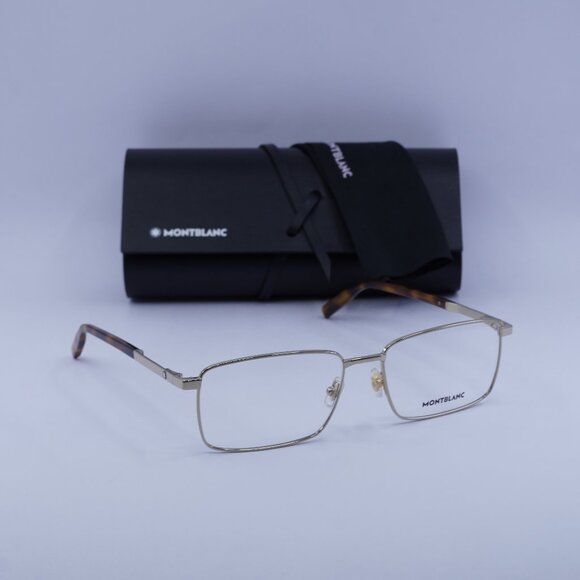 Montblanc MB0022O 003 Rectangle Eyeglasses 57mm –Gold/Havana - Picture 1 of 9
